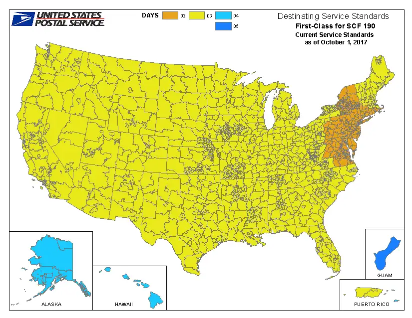 Delivery times for US domestic mail from our fulfillment office