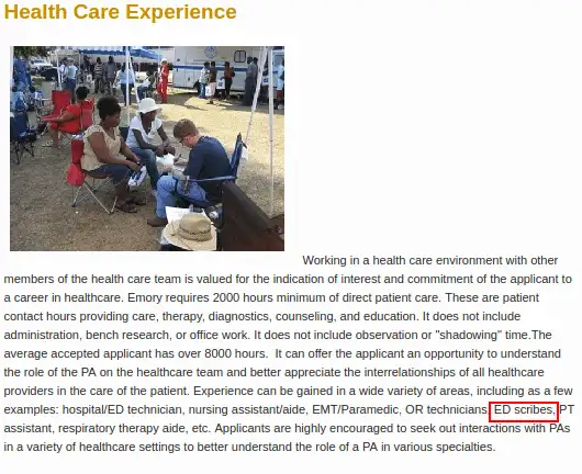 Emory University physician assistant page